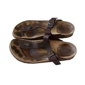 Birkenstock Gizeh brown bronze leather sandals size 40 EU